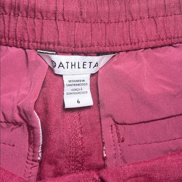 Athleta 100% linen Pink joggers size 6 - Picture 3 of 12
